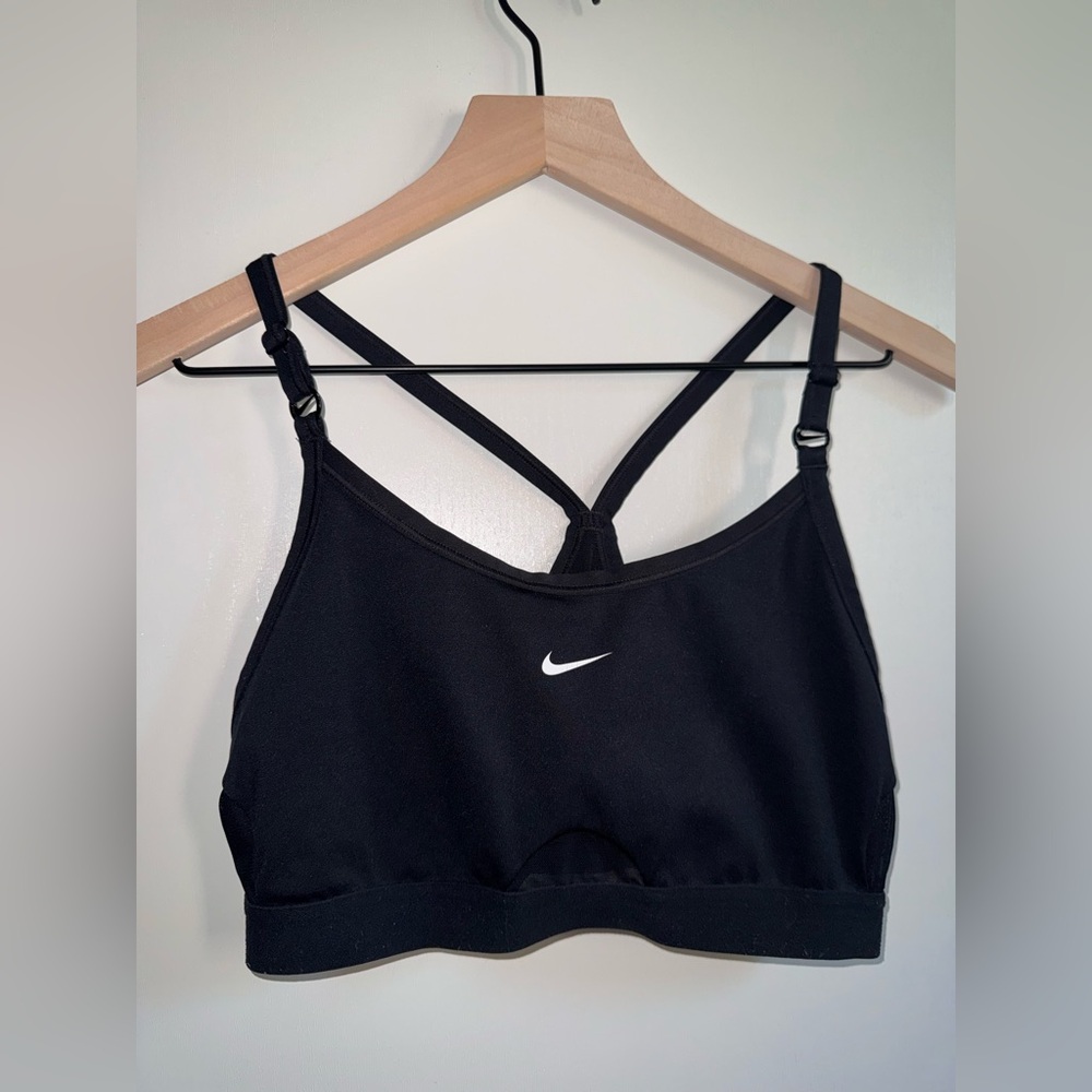 Nike Sports Bra Women Size Large Black Polyester Spandex